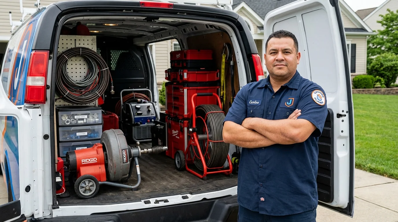 Professional drain cleaning equipment and Johns Plumbing LLC plumber in Wesley Chapel